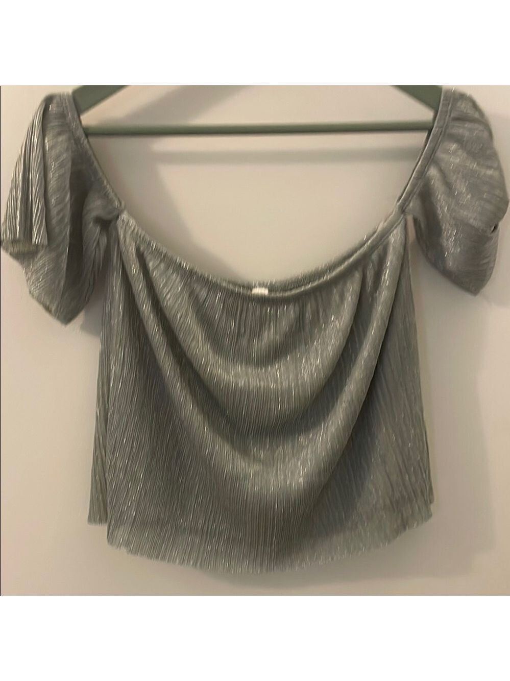 Blue Blush Metallic Silver Blouse